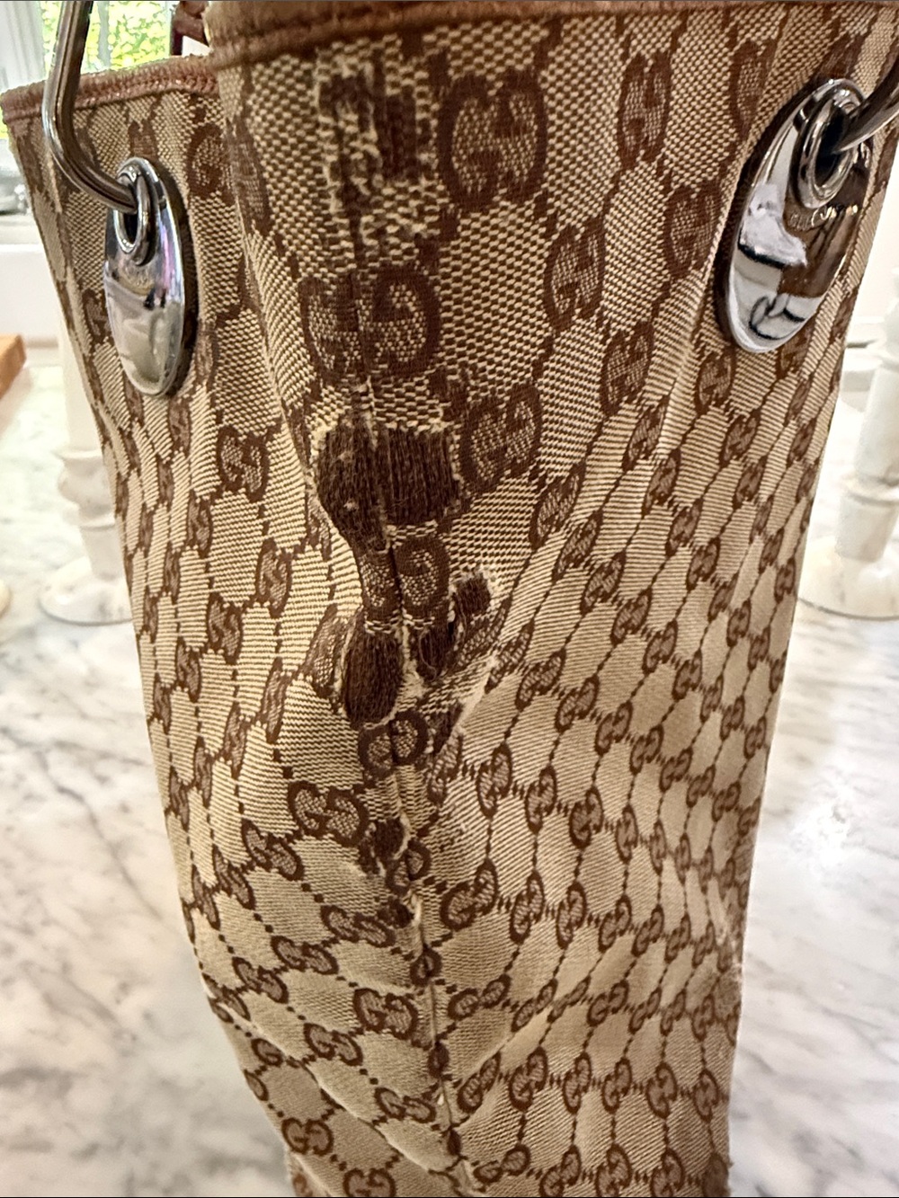 Authentic Gucci Beige/Brown GG Canvas Tote with Leather Accents - Picture 10 of 16